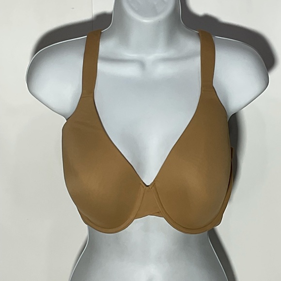 Ambrielle darker tan bra with adjustable straps; 3 hook & eye closure fasterners - Picture 2 of 11